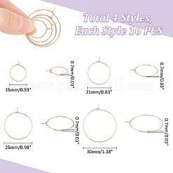 40 pieza de 4 estilos de accesorios para pendientes de aro de acero inoxidable quirúrgico 316L&nbsp;STAS-UN0053-40