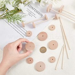 36 ensemble de 2 styles de roues et bâtons en bois de cerisier chinois non finis&nbsp;DIY-OC0004-17