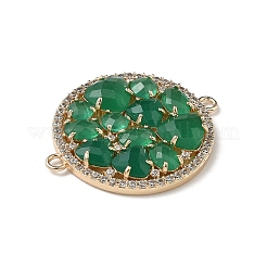 Messing Micro Pave klare Zirkonia und Glas flache runde Verbindungsstück Charms&nbsp;KK-I276-33G