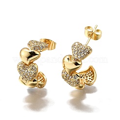 Orecchini a bottone da donna in ottone con micro pavé di zirconi trasparenti&nbsp;EJEW-U056-02B-G