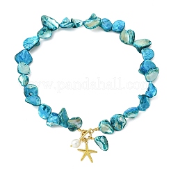 Collares de cuentas con colgante de estrella de mar de aleación para playa de verano&nbsp;NJEW-JN06334