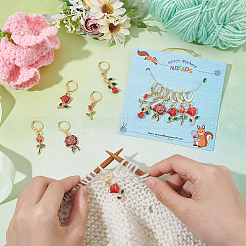 12 stücke 6 stil valentinstag thema legierung emaille rose blume charms verriegelung stichmarker&nbsp;HJEW-PH01624