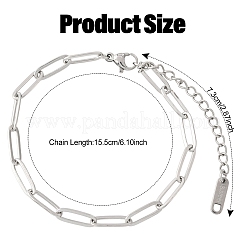 10 bracelet à chaîne trombone en acier inoxydable 304&nbsp;BJEW-YW00013-01