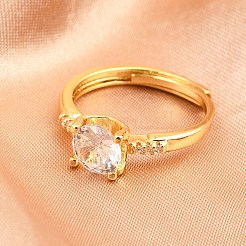 Fingerringe aus Messing mit Mikropavé-Kubikzirkonia für Damen&nbsp;RJEW-Z113-35G
