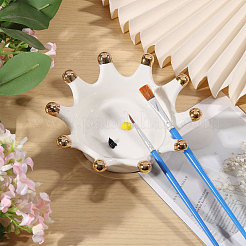 Schmuckteller aus Porzellan in Kronenform&nbsp;DJEW-WH0039-120