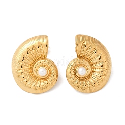 Pendientes de acero inoxidable 304 con forma de concha y perla&nbsp;X-EJEW-G423-22G
