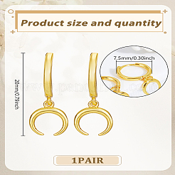 1 paire de boucles d'oreilles créoles en laiton en forme de lune&nbsp;EJEW-LP0007-116G
