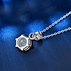 Anlaufschutz rhodiniert 925 Sterling Silber Pavé Kristall Moissanit Strass Sechseck Charms&nbsp;STER-U003-02P