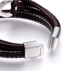 Bracelets multi-rangs avec cordon en cuir tressé&nbsp;BJEW-F349-12P-02