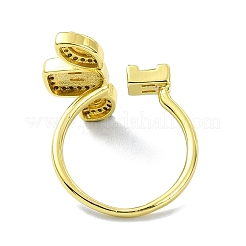Offener Manschettenring aus Messing mit Zirkonia&nbsp;RJEW-B051-07G