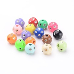 Colore del metallo robusto misto allacciati acrilici perline distanziatori rotondi per i gioielli bambini&nbsp;X-PB21P9481