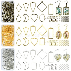 Pendenti con castone posteriore aperto in lega di zinco da 80 pz 3 stili con anelli di salto aperti in ferro con ganci per orecchini in ferro&nbsp;DIY-YW0009-29A