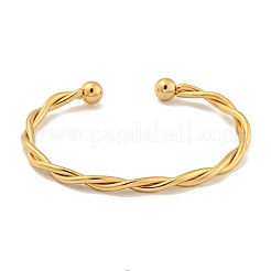 Bracelets manchettes torsadés en acier inoxydable 304 plaqué ionique (IP) pour femmes&nbsp;BJEW-P331-08G