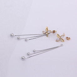 Orecchini pendenti in ottone con micro pavé di zirconi&nbsp;EJEW-EE0004-12GP