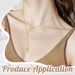 4 pz. Collana con ciondolo a forma di croce di Gesù in ottone&nbsp;NJEW-GO0001-16