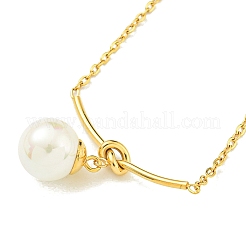 Colliers pendentifs ronds en imitation de perles en plastique&nbsp;NJEW-Z041-05G