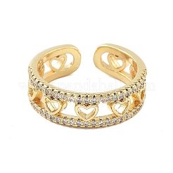 Manschettenringe aus Messing mit Mikropavé-Zirkonia für Damen&nbsp;LS-RJEW-U031-01G