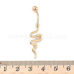 Schlangen Messing Micro Pave klare Zirkonia gebogene Hantel Bauchnabelringe&nbsp;LS-AJEW-L099-03G