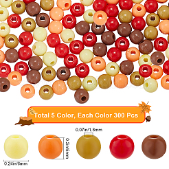 Thème de Thanksgiving 1500 pièce 5 couleurs perles acryliques opaques&nbsp;MACR-SP0001-01A-03