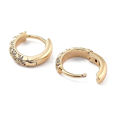 Orecchini a cerchio da donna in ottone con micro pavé di zirconi chiari&nbsp;EJEW-U029-01G-05