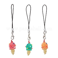 3 pz 3 colori decorazioni pendenti con perline di vetro a forma di gelato&nbsp;HJEW-MZ00179