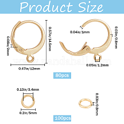 80 pièce de boucles d'oreilles à levier en acier inoxydable 304&nbsp;STAS-SP0001-16