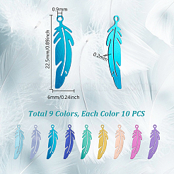 90 pièces 9 couleurs pendentifs en acier inoxydable&nbsp;STAS-GA0002-01