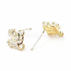 Micropave de latón claro fornituras de aretes de circonio cúbico cúbica&nbsp;LS-ZIRC-K087-17G