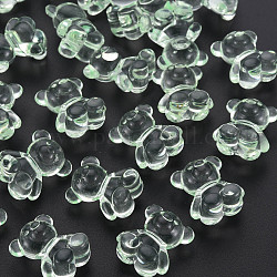 Transparente Acryl Perlen, oben gebohrte Perlen, Bär, hellgrün, 18.5x15.5x11 mm, ca. 320 Stk. / 500 g