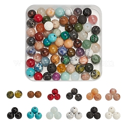 100pcs perles de pierres précieuses naturelles et synthétiques, ronde, 8~8.5mm, Trou: 1mm