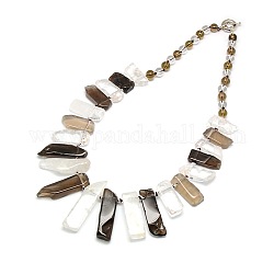 Collane di dichiarazione bib necklace con gemme naturali, con chiusure di anello di primavera, 20~21 pollice
