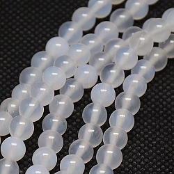 Natural Agate Round Beads Strands, Dyed, White, 4mm, Hole: 1mm, about 106pcs/strand, 15.35 inch