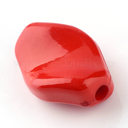 Perles acryliques opaques, torsion, rouge, 15x11x5.5mm, Trou: 2mm