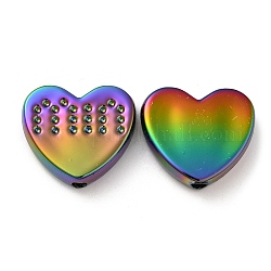 Perline acriliche opache con placcatura uv, iridescente, cuore, colorato, 18.5x20.5x5mm, Foro: 2.5 mm
