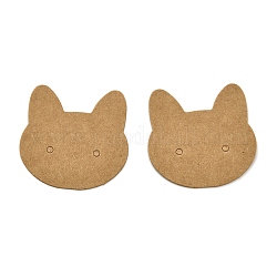 100 cartoncino per orecchini in carta kraft a forma di gatto, Burlywood, 3.5x3.5x0.03cm, Foro: 2 mm