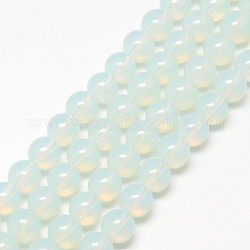 Baking Painted Glass Beads Strands, Imitation Opalite, Round, White, 6mm, Hole: 1.3~1.6mm, about 133pcs/strand, 31.4 inch
