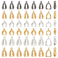 Nbeads 120 pièces 6 style alliage et laiton pic à glace pince bails pour la fabrication de pendentifs, forme mixte, platine et d'or, 10~14x7x3.5~5mm, Trou: 1.5~2mm, pin: 0.7~1 mm, 20 pièces / style