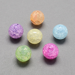 10mm Mixed Color Round Imitation Jelly Crackle Acrylic Beads, Hole: 2mm