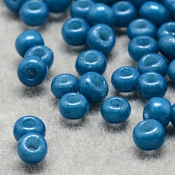 12/0 runde Glasperlen der Klasse a, Backen Farbe, Stahlblau, 12/0, 2x1.5 mm, Bohrung: 0.7 mm, ca. 30000 Stk. / Beutel