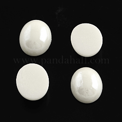Cabochons de verre opaque plaqué nacré, ovale, blanc, 13x10x5mm
