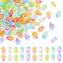 Nbeads 100шт 5 цвета стеклянные бусины, Топ пробуренной, лист, разноцветные, 18x11x3 мм, отверстие : 1 мм, 20 шт / цвет