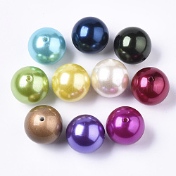 Imitated Pearl Acrylic Beads, Round, Mixed Color, 24.5x25mm, Hole: 3mm, about 60pcs/500g