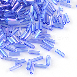 Perles de clairon en verre plaqué couleur ab, couleurs transparentes arc, bleu royal, 6x2mm, Trou: 1mm, environ 450 g /sachet , environ 10000 pcs / sachet 