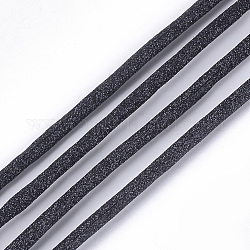 PU Leather Cords, with Glitter Powder, Black, 3mm, about 109.36 yards(100m)/bundle