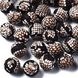 Perles de silicone écologiques de qualité alimentaire, perles à mâcher pour les jouets de dentition, imprimé, rond avec motif peau de serpent, burlywood, 12x11.5mm, Trou: 2.5mm