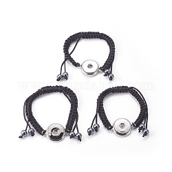 Création branchée de bracelet snap, bracelet faisant , avec des perles d'hématite non-magnétiques et les accessoires de laiton, propres à boutons-pression, noir, 23x60mm