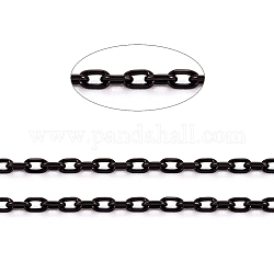 Chaînes de câbles en 304 acier inoxydable, chaînes minces taille diamant, soudé, facette, avec bobine, ovale, électrophorèse noir, 1.5x0.9x0.2mm, environ 32.8 pied (10 m)/rouleau