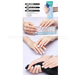 Autocollants de bandes de vernis à ongles de couleur unie à paillettes, avec lime à ongles et tampon alcoolisé, pour femmes filles bricolage nail art, blanc, 14.5x7.5 cm