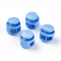 プラスチック製のスプリングコードロック  鉄パーツ  プラチナ  コーンフラワーブルー  17x17x16mm  穴：4x6.5mm