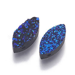 Perline in resina imitazione druzy, occhio di cavallo, blu scuro, 15.3x7x3.5~4.5mm, Foro: 1.2 mm